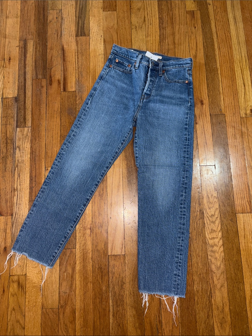Levi 25 High-Rise Straight Leg Women’s Jeans in Medium Blue